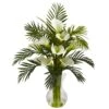 27 Inch Artificial Calla Lily & Palm Combo In Vase: Multiple Colors 2 27 Inch Artificial Calla Lily & Palm Combo In Vase: Multiple Colors -Artificial Trees Shop NEA2676 CR