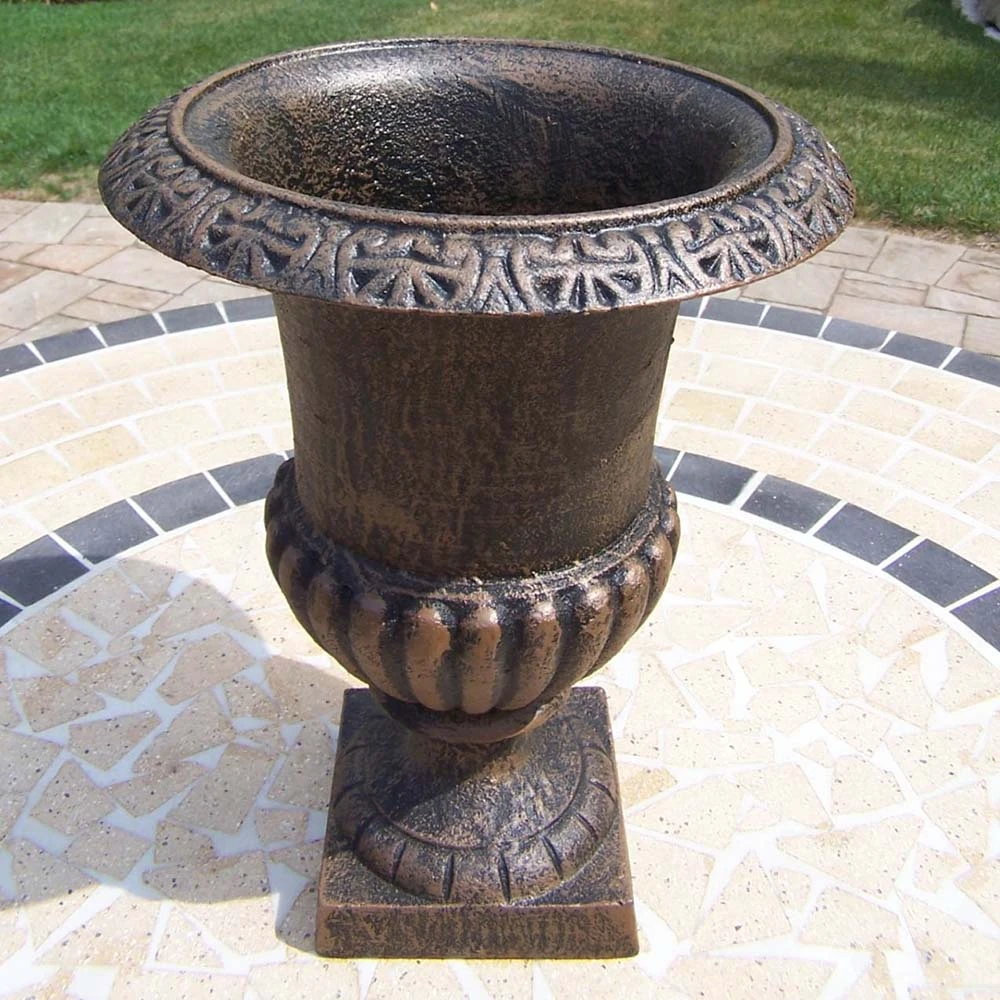14 Inch Cast Iron Outdoor Roman Urn 3 14 Inch Cast Iron Outdoor Roman Urn