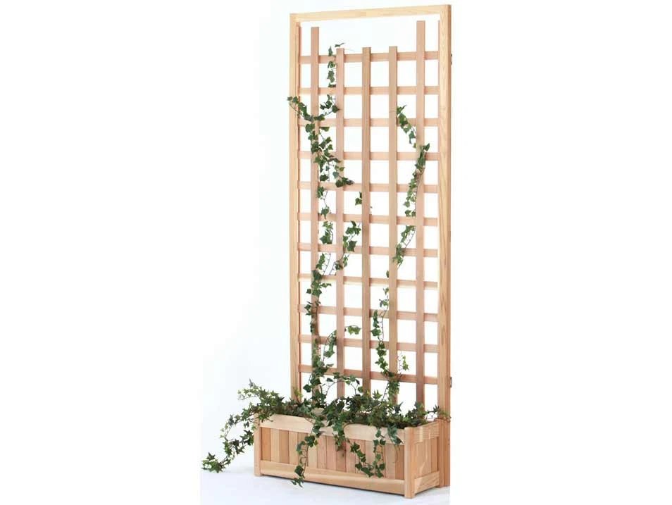 Cedar 2pc. Planter With Trellis Panel 3 Cedar 2pc. Planter With Trellis Panel