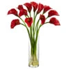 Silk Calla Lillies With Tall Cylinder Vase 2 Silk Calla Lillies With Tall Cylinder Vase -Artificial Trees Shop Red20Calla20Lillies