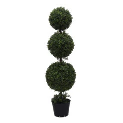 4 Foot UV Protected Boxwood Triple Ball Topiary: Potted